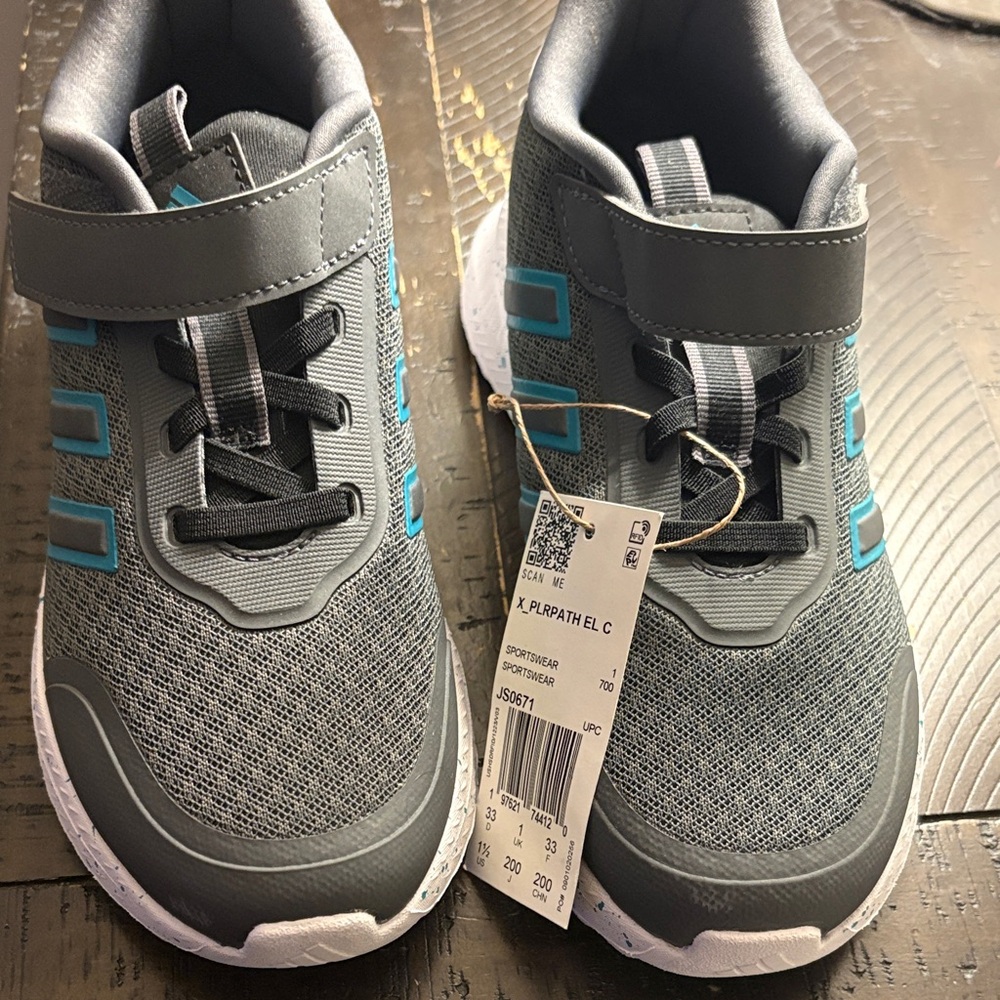 Adidas Kids Grey & Teal Sneakers
